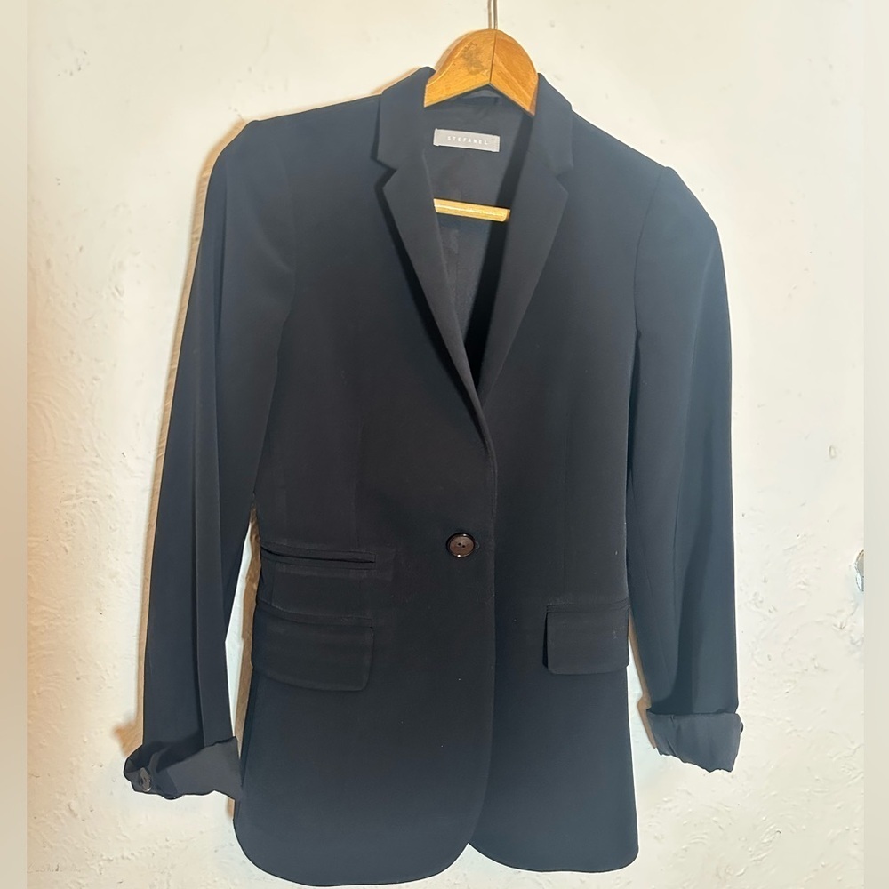 Stephanel Black Slim Fit Blazer Size 6 - Picture 6 of 11